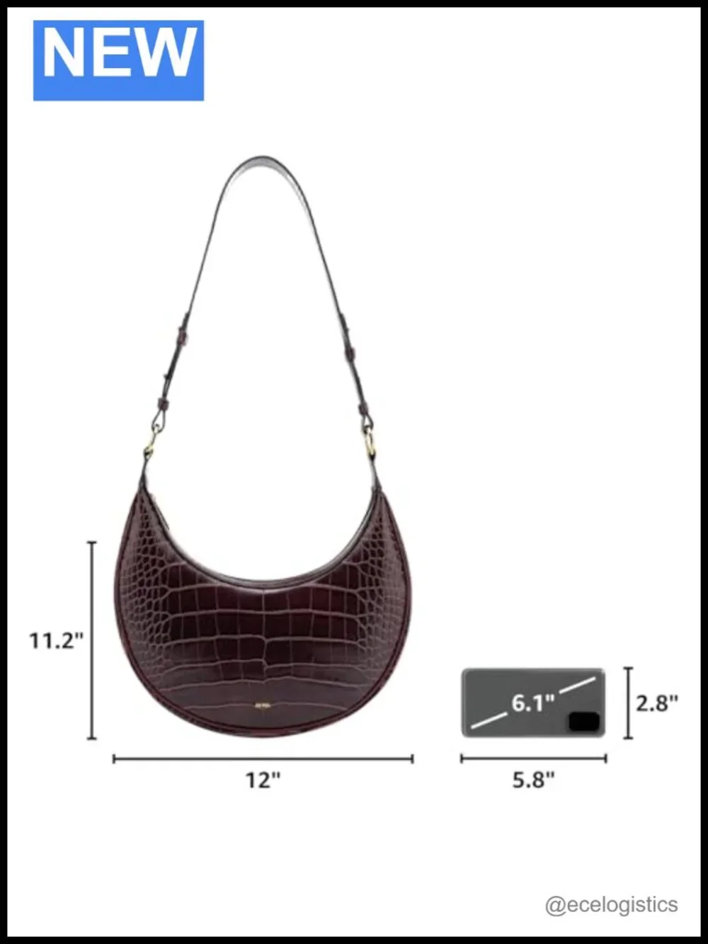 Vegan Leather Saddle Bag with Adjustable Detachable Strap Shoulder Bag